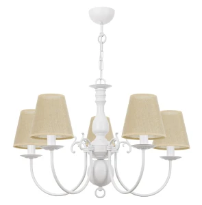 Elegancki żyrandol biały klasyczny MARIA BIAŁA O3125 W5 BIA/AB/07/Le 5-płomienny