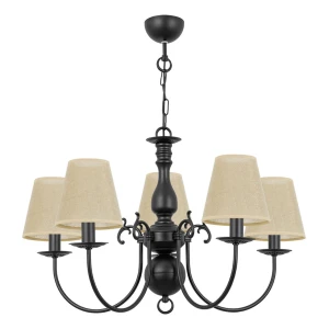 Czarny stalowy żyrandol do sypialni MARIA CZARNA O3125 W5 CZA/AB/07/Le  5-płomienny