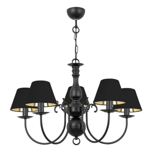 Czarna lampa z czarnymi abażurami MARIA CZARNA O3125 W5 CZ/1S/63/Le 5-ramienny 