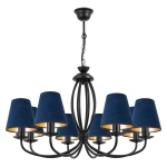 Lampa z granatowymi abażurkami OLIVER O3058 W8 CZA/AB/55/Le 8-płomienny 