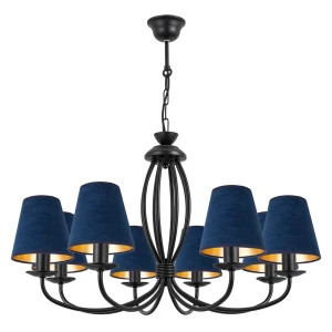 Lampa z granatowymi abażurkami OLIVER O3058 W8 CZA/AB/55/Le 8-płomienny 