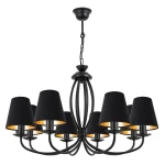 Duża lampa czarna do przestronnego pokoju OLIVER O3058 W8 CZA/AB/53/Le 8-płomienny