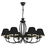 Elegancki czarny żyrandol do pokoju OLIVER O3058 W8 CZA/1S/63/Le 8-płomienny 