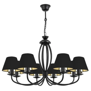 Elegancki czarny żyrandol do pokoju OLIVER O3058 W8 CZA/1S/63/Le 8-płomienny 