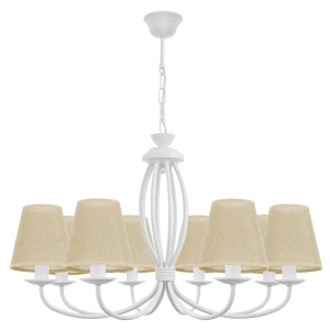 Elegancki klasyczny biały żyrandol OLIVER O3058 W8 BIA/AB/07/Le 8-płomienny