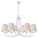 Biała lampa z welurowymi abażurami OLIVER O3058 W8 BIA/AB/50/Le 8-płomienny