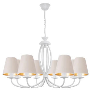 Biała lampa z welurowymi abażurami OLIVER O3058 W8 BIA/AB/50/Le 8-płomienny