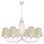 Stalowy żyrandol beżowo-biały OLIVER O3058 W8 BIA/AB/61/Le 8-płomienny