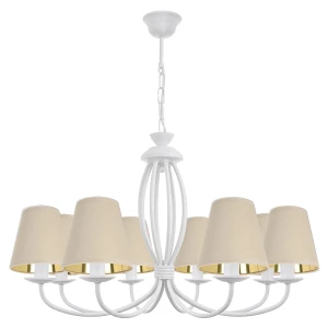 Stalowy żyrandol beżowo-biały OLIVER O3058 W8 BIA/AB/61/Le 8-płomienny