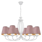 Żyrandol z różowymi abażurkami złotymi od środka OLIVER O3058 W8 BIA/AB/52/Le 8-płomienny