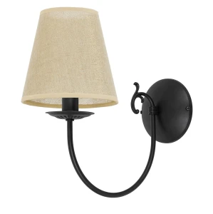 Stalowy kinkiet z lnianym kloszem MARIA CZARNA O3120 K1 CZA/AB/07/Le 