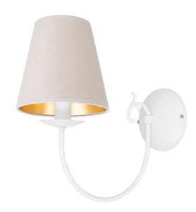 Stalowa lampa ścienna z abażurem z weluru MARIA BIAŁA O3120 K1 BIA/AB/50/Le
