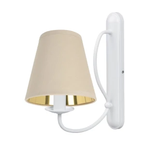 Biały kinkiet z beżowym abażurem OLIVER O3050 K1 BIA/AB/61/Le