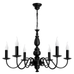 Stylowy czarny żyrandol świecznikowy AMELIA CLASSIC O3586 W6 CZA 6-płomienny