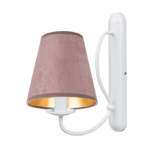 Biały kinkiet stalowy z różowym abażurem OLIVER O3050 K1 BIA/AB/52/Le