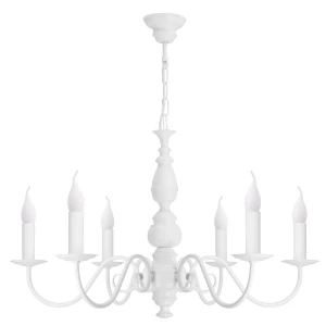 Biała lampa sufitowa w stylu angielskim AMELIA CLASSIC O3586 W6 BIA 6-płomiennya