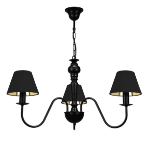 Lampa czarna z eleganckimi abażurami GOLDSUN 1S 1337G/27/63 3-ramienny