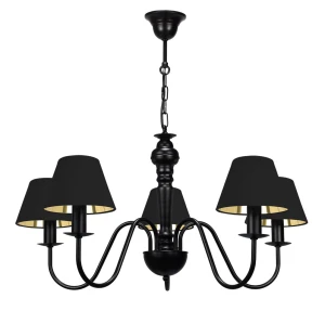 Żyrandol glamour czarno-złoty GOLDSUN 1S 1336G/27/63 5-ramienny