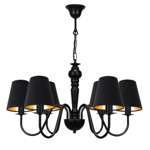 Żyrandol sufitowy czarny welurowy GOLDSUN AB 1335G/27/53 6-ramienny