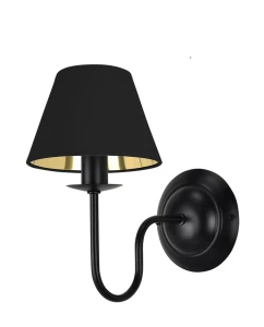 Elegancka lampa ścienna z czarnym abażurem GOLDSUN 1S 1338G/27/63