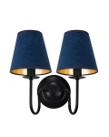Podwójny kinkiet z granatowymi welurowymi abażurami GOLDSUN AB 1339G/27/55