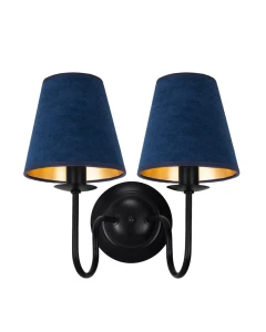 Podwójny kinkiet z granatowymi welurowymi abażurami GOLDSUN AB 1339G/27/55
