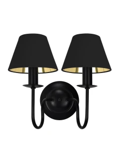 Kinkiet dwuramienny z czarnymi złotymi w środku abażurami GOLDSUN 1S 1339G/27/63