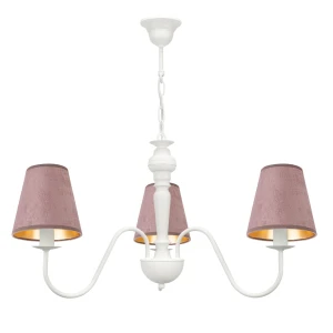 Romantyczna biała lampa z różowymi kloszami GOLDSUN AB 1337G/26/52 3-ramienny