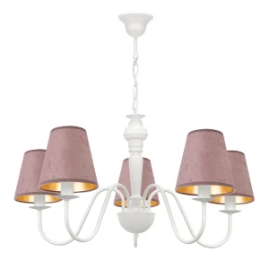 Różowo-biały elegancki żyrandol GOLDSUN AB 1336G/26/52 5-ramienny 