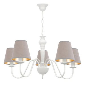 Lampa wisząca z welurowymi abażurami  GOLDSUN AB 1336G/26/56 5-ramienny