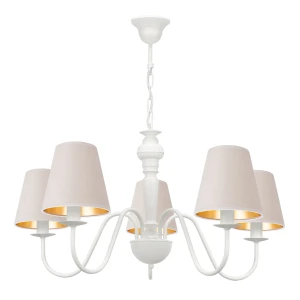 Elegancki żyrandol biały do klasycznego salonu GOLDSUN AB 1336G/26/50 5-ramienny