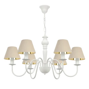 Elegancka lampa z beżowo-złotymi kloszami GOLDSUN 1S 1335G/26/61 6-ramienny