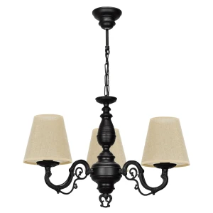 Czarny żyrandol ze złotymi abażurami VIOLA O3003 W3 CZA/AB/07/Le 3-ramienny