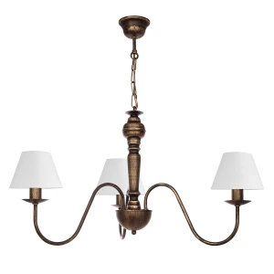 Lampa z białymi abażurami i postarzanym stelażem GOLDSUN 1S 1337G/24/01 3-ramienny