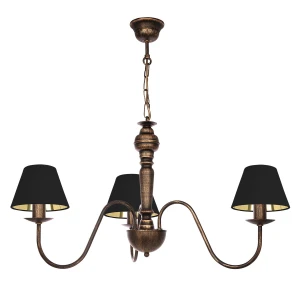 Elegancka lampa wisząca z czarno-złotymi kloszami GOLDSUN 1S 1337G/24/63 3-ramienny