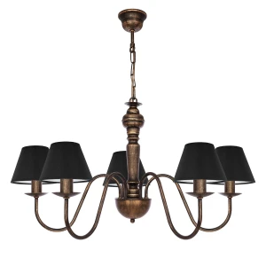 Staroświecki żyrandol czarno-złoty GOLDSUN 1S 1336G/24/14 5-płomienny