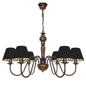  Żyrandol czarno-złoty do eleganckiego salonu GOLDSUN 1S 1335G/24/63 6-ramienny