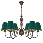 Lampa zielona o czarno-złotym stelażu GOLDSUN AB 1335G/24/54 6-ramienny
