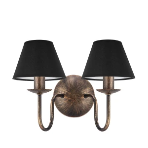 Podwójna lampa ścienna z abażurami czarnymi GOLDSUN 1S 1339G/24/14