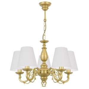 Elegancki złoty żyrandol  VIOLA O3005 W5 ZL/AB/01/Le 5-ramienny