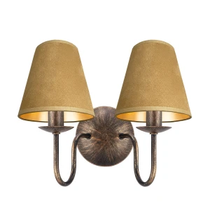 Lampa ścienna podwójna z miodowymi abażurami z weluru GOLDSUN AB 1339G/24/57