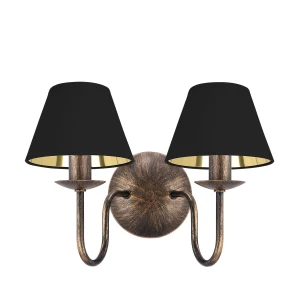 Czarno-złoty podwójny kinkiet postarzany GOLDSUN 1S 1339G/24/63