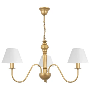Lampa potrójna złota z białymi abażurkami GOLDSUN 1S 1337G/17/01