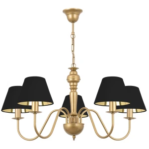 Lampa sufitowa czarno-złota elegancka GOLDSUN 1S 1336G/17/63 5-ramienny