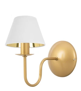 Złoty kinkiet z biało-złotym abażurem GOLDSUN 1S 1338G/17/62