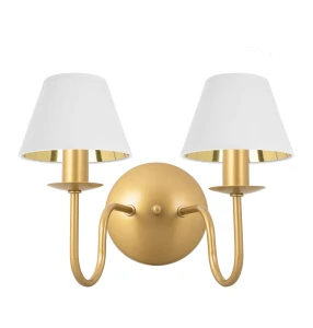Kinkiet z dwoma złoto-białymi abażurami GOLDSUN 1S 1339G/17/62