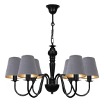 Duży żyrandol czarny z welurowymi abażurami do salonu GOLDSUN AB 1335G/27/51 6-ramienny 