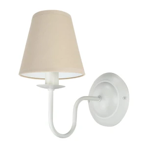 Pojedynczy kinkiet biały z abażurem w kolorze beż GOLDSUN AB 1338G/26/03