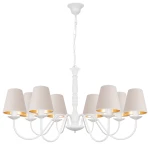 Piękna duża lampa wisząca klasyczna biała JASMIN 7788/26/50 8-płomienny