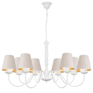 Piękna duża lampa wisząca klasyczna biała JASMIN 7788/26/50 8-płomienny